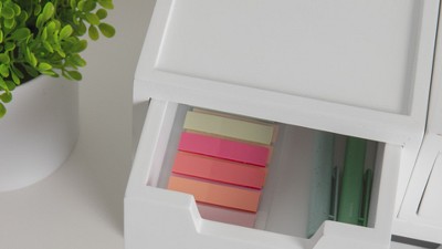 White Stackable Wooden Storage Boxes with Pullout Drawers, Set of 3