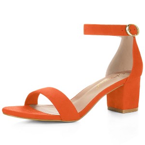 Allegra K Women's Open Toe Block Heel Adjustable Buckled Ankle Strap Sandals - 1 of 4