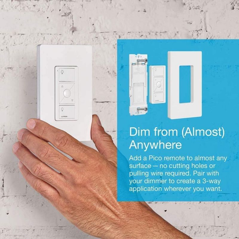 Lutron Caséta Smart Home Dimmer Switch and Pico Remote Kit Google Assistant (Smart Hub Required) | P-PKG1WB-WH | White, 4 of 9