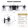 Ludomide Matte Black Bathroom Vanity Light - 4-Light Wall Sconce with Clear Glass Shades for Bathroom Mirror/Bedroom/Living Room - 3 of 4