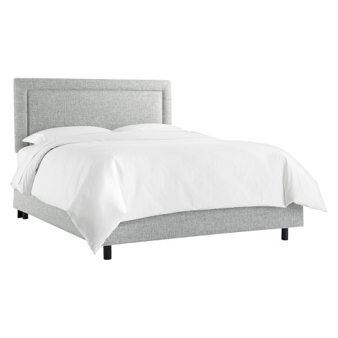 Skyline Furniture Wingback King Velvet Upholstered Bed in Light Grey 