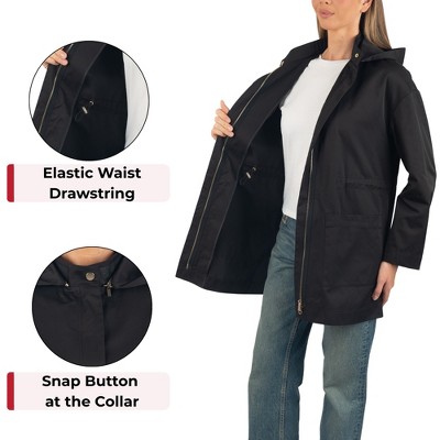 Alpine Swiss Lorie Womens Rain Jacket Removable Hood Long Rain Coat Trench Coat Windbreaker Black Large — фото 6