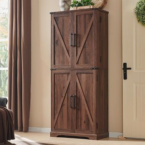 TAJSOON 72" Tall Storage Cabinet,Rustic Wood Organizer for Kitchen, Bathroom, Living Room, Brown - 1 of 1