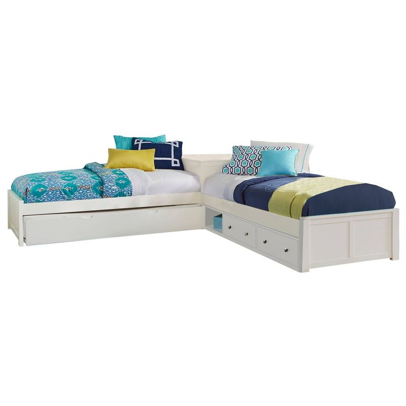 Twin Pulse Wood L-Shaped Kids&#39; Bed with Storage and Trundle White - Hillsdale Furniture, 1 of 5