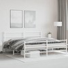 vidaXL Elegant Metal King Bed Frame with Headboard/Footboard - White, Steel Construction, - 3 of 4