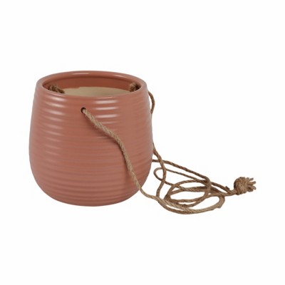 Sagebrook Home 7" Wide Ceramic Hanging Planter Pot Rose: Rust-Resistant, Indoor/Outdoor Decor, No Assembly Required