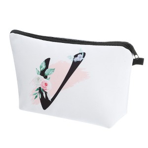Unique Bargains Large Capacity Zipper Personalized Small Makeup Bag White - 1 of 4