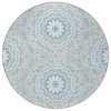 Denim Blue And Ivory Floral Medallion Washable Indoor Outdoor Area Rug - 4 of 4