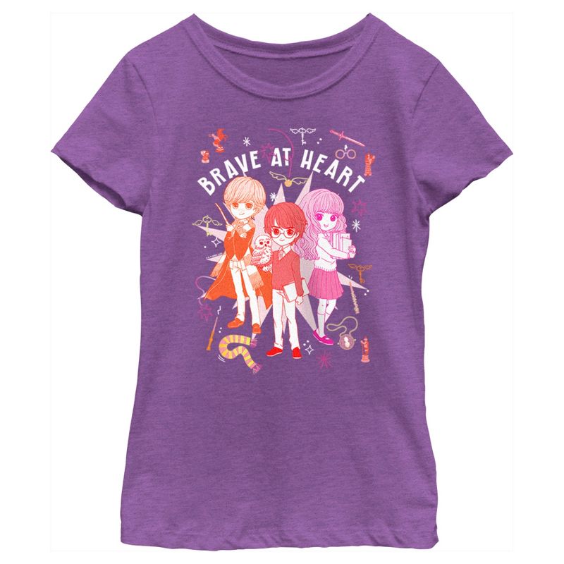 Girl's Harry Potter Brave at Heart Anime Friends T-Shirt, 1 of 5