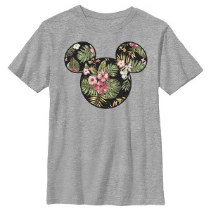 Boy's Disney Mickey Mouse Floral Silhouette T-Shirt - 1 of 4