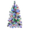 Resenkos 4ft Pre-Lit Snow Flocked Spruce Christmas Tree with Pine Cones, 120 Multi-Color LEDs and 170 Branch Tips, White and Green - 3 of 4