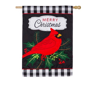 Merry Christmas Cardinal House Applique Flag