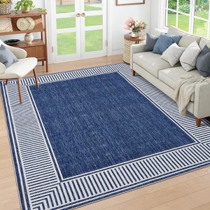 Modern Striped Area Rug - Washable Non Slip Carpet for Living Room, Bedroom, Office & Farmhouse - 1 of 4