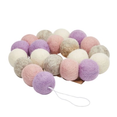 Bright Creations Pom Pom Garland with 20 Wool Felt Balls for Art and Crafts (Grey, Purple, White, Pink, 10 Feet)