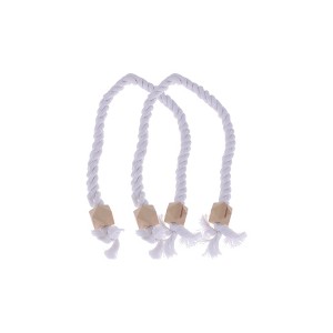 Unique Bargains Round Wooden Ball Magnetic Buckle Curtain Strap Cotton Linen Magnet Wood 2 Pcs - 1 of 4