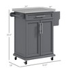 Kitchen Island on Wheels, Rolling Kitchen Cart with Stainless Steel Countertop, Drawer, Towel Rack and Spice Rack, Utility Storage Trolley - 3 of 4