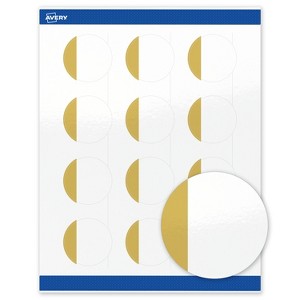 Avery® Labels, 2" Diameter, Dipped Gold Edge, Glossy White, 120ct - 1 of 4