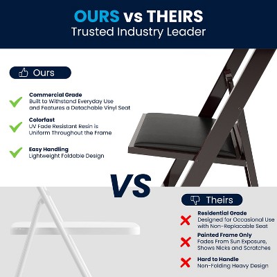 Red Mahogany Resin Folding Chair with Black Vinyl Seat - 4 Pack