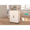 Okak Farmhouse Kitchen Island with 2 Cabinet Doors, Kitchen Cart with Ample Storage Space, Kitchen Island On Wheels for Kitchen, Dining Room, White - 4 of 4