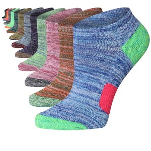 Tipi Toe Women's 12-Pairs Space Dye Thick Cushioned Conrtasting Toe Heel Colors Running Ankle Socks For Womens - 1 of 1
