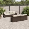 vidaXL Patio Sofa Set with Cushions Outdoor Furniture 9 Piece Poly Rattan - Brown and Cream - 2 of 4
