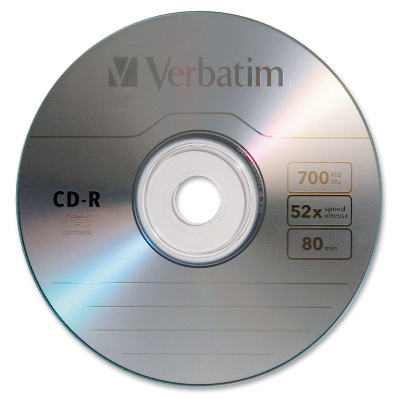 Verbatim CD-R 700MB 52X with Branded Surface - 50pk Spindle - 120mm - Single-layer Layers - 1.33 Hour Maximum Recording Time, 2 of 3