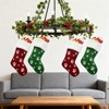 FIONECA 4pcs Large Christmas Stockings Dog Paw Print Snowflake Pattern Hanging Stockings Red Green Christmas Decorations Gift Bag Hanging Ornament - 4 of 4