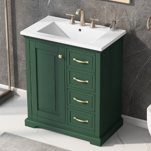 30"W Bathroom Vanity with Sink, Bathroom Cabinet with 3 Drawers 4S - ModernLuxe - 1 of 4