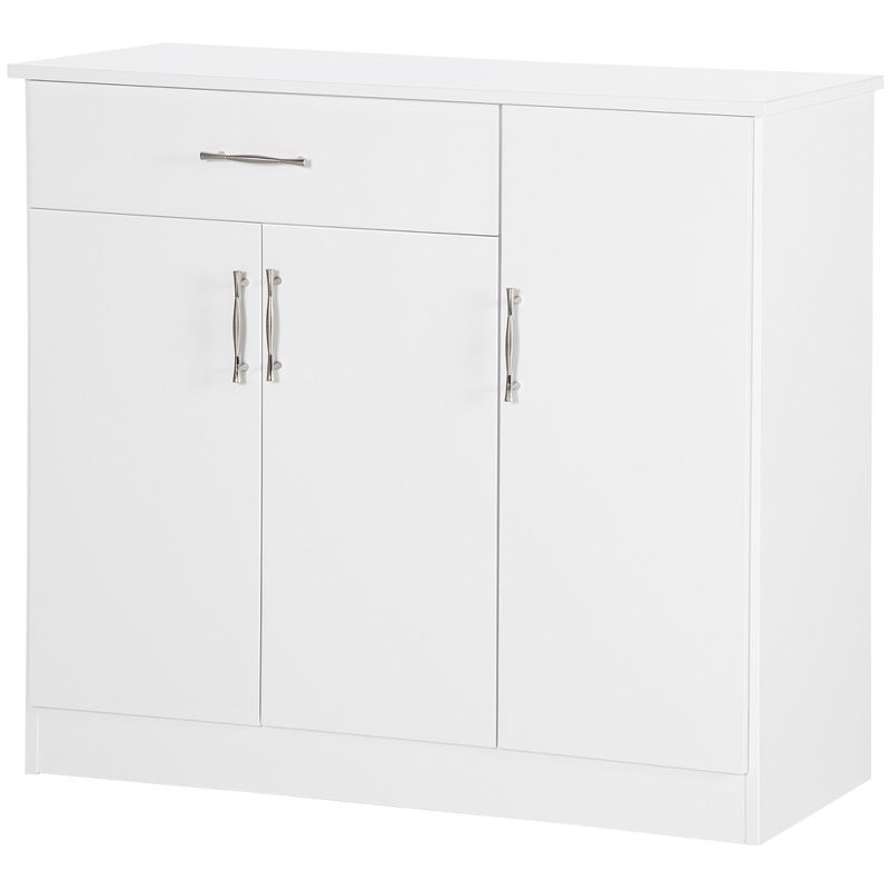 HOMCOM Modern Kitchen Sideboard, Buffet Table with Drawer, Double Door Cabinet and Adjustable Shelves for Living Room, Kitchen, Entryway, White, 4 of 7