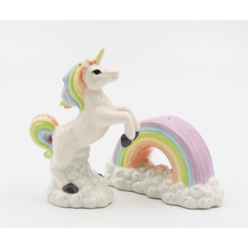 Kevins Gift Shoppe Ceramic Unicorn Jumping Over the Rainbow Salt and Pepper Shakers - image 1 of 3