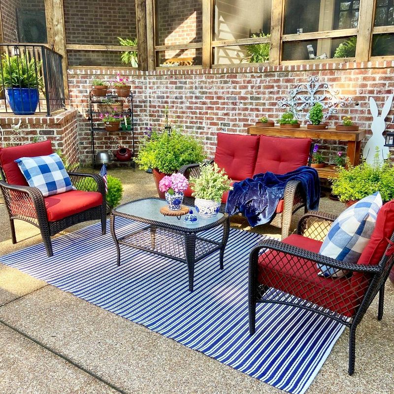4pc Outdoor Conversation Set with Loveseat, Chairs &#38; Coffee Table - Captiva Designs, 2 of 16