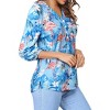 Nlife Women's Casual V Neck Floral Print 3/4 Length Sleeve Blouses Tropical Hawaiian Shirt Tops - 4 of 4