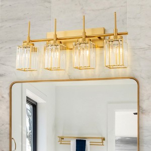 LLHZSY Modern Wall Light Sconce Dimmable Rectangular Wall Light Bathroom Crystal Vanity Light - Gold/Black - 1/2/3/4/5 Light - 1 of 4