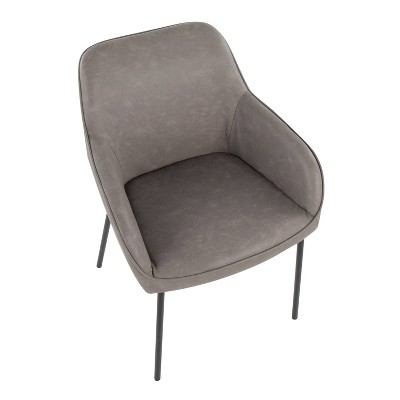 Daniella Black Steel and Gray Faux Leather Dining Chairs, Set of 2