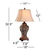 Barnes and Ivy Leafwork Traditional Table Lamp 32 1/2" Tall Bronze with Table Top Dimmer Tan Rectangular Shade for Bedroom Living Room Bedside Office - 4 of 4