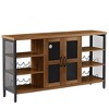 55 Inch Wine Bar Cabinet For Liquor Glasses Industrial Coffee Cabinet With Wine Rack Sideboard Buffet Cabinet For Dinning Room Living Room Oak Brown - 3 of 4