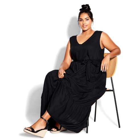 Women's Plus Size Elegant Maxi Black Dress