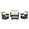 NicBex Outdoor Dining Table Set Tempered Glass Coffee Table with Rattan Chairs,Patio Furniture Set for Garden, Backyard, Porch - 4 of 4