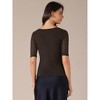 INSPIRE CHIC Women's Half See-through Sleeves Irregular Neckline Solid Color Stretchy T-Shirts - 4 of 4
