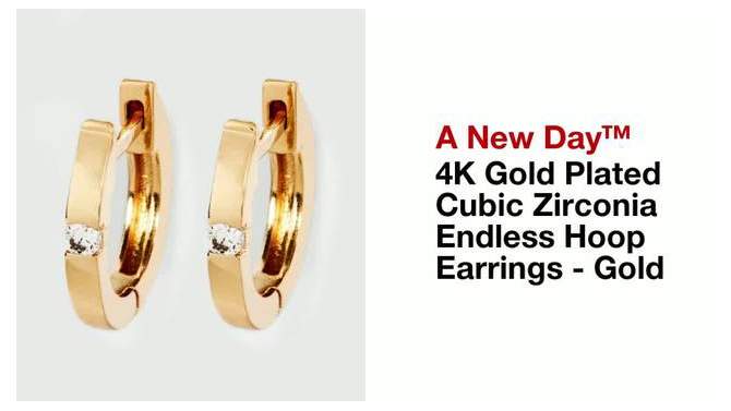 14K Gold Plated Cubic Zirconia Endless Hoop Earrings - A New Day&#8482; Gold, 2 of 6, play video