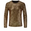 Lars Amadeus Men's Long Sleeves Party Clubwear Shiny Metallic T-Shirt - image 2 of 4