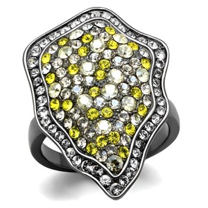 Slickblue Light Black Stainless Steel Ring, Multi-Color Synthetic Crystals, Women's Jewelry, Pave Style, Sizes 5-10 - 1 of 4