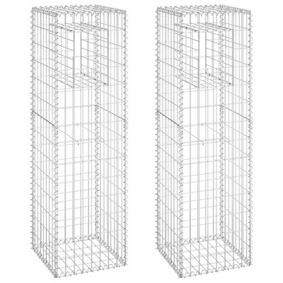 vidaXL Gabion Basket Posts 2 pcs 15.7"x15.7"x55.1" Iron