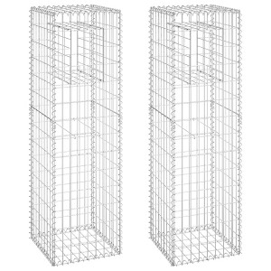vidaXL Gabion Basket Posts 2 pcs 15.7"x15.7"x55.1" Iron - 1 of 2