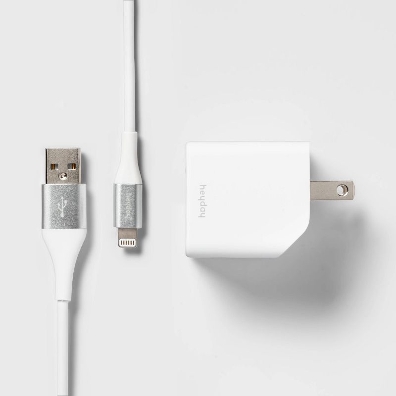 2-Port Wall Charger 15W USB-C & 5W USB-A (with 6' Lightning to USB-A Cable) - heyday™, 1 of 6