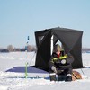 Outsunny 2 Person Ice Fishing Shelter with Padded Walls, Thermal Waterproof Portable Pop Up Ice Tent with 2 Doors, Black - 3 of 4