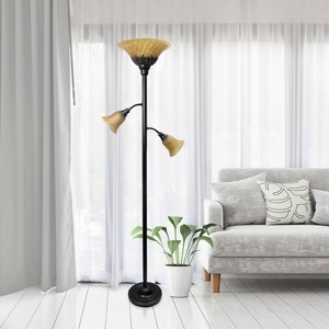 3-Light Floor Lamp with Scalloped Glass Shade - Elegant Designs - 1 of 4
