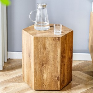 CAVINAS MDF Hexagon Coffee Table for Living Room,Bedroom,Modern Center Table with Texture Pattern - 1 of 4