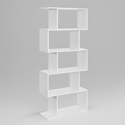 5-Tier Bookshelf, S-Shaped Bookcase, Storage Display Shelf, Freestanding Room Divider, for Home Office, Living Room, Bedroom