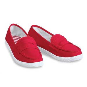 Collections Etc Classic Boat Shoe Loafer Slip On Canvas Sneakers - 1 of 3